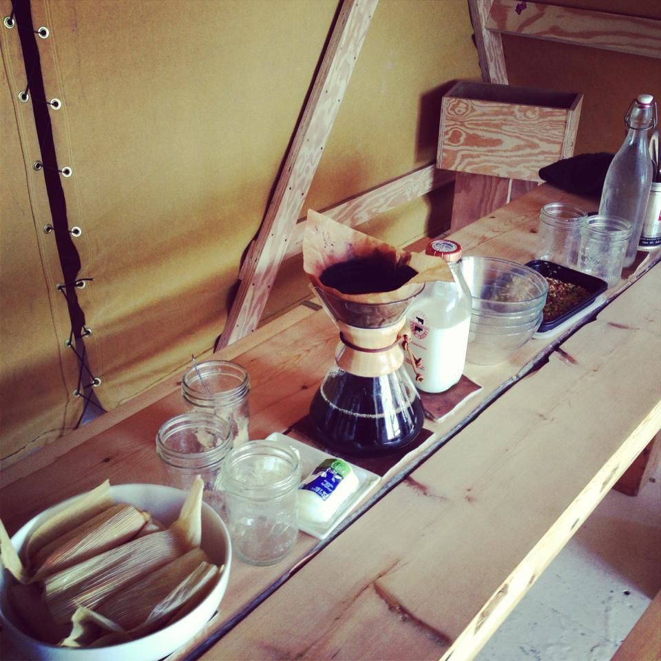 A May camp photo shows a Chemex set up!